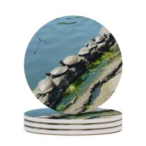 yanfind Ceramic Coasters (round) Turtles Rock Bank Resources Botany Reflection Watercourse Pond Tree Waterway Family Game Intellectual Educational Game Jigsaw Puzzle Toy Set
