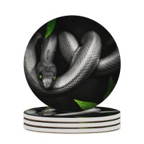 yanfind Ceramic Coasters (round) Dark Snake Reptile Eyes Jungle Family Game Intellectual Educational Game Jigsaw Puzzle Toy Set