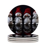 yanfind Ceramic Coasters (round) Black Dark Celebrations Christmas Cute Snowman Figures Christmas Decoration Cute Expressions Family Game Intellectual Educational Game Jigsaw Puzzle Toy Set