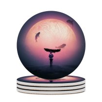 yanfind Ceramic Coasters (round) Thiago Garcia Fantasy Alone Surreal Dream Fishes  Travel Explorer Family Game Intellectual Educational Game Jigsaw Puzzle Toy Set