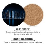 yanfind Ceramic Coasters (round) GoMustang Black Dark Doha Qatar Night Cityscape City Lights Reflections Dark Family Game Intellectual Educational Game Jigsaw Puzzle Toy Set