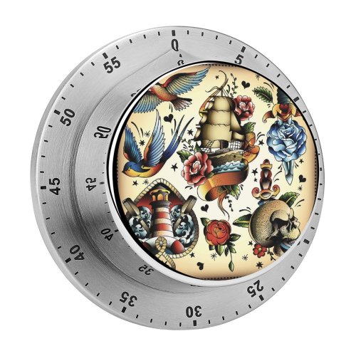 yanfind Timer Leaf Bird Sailor Sea Flower Sewing Blank Item Fashion Skull Storm Space 60 Minutes Mechanical Visual Timer