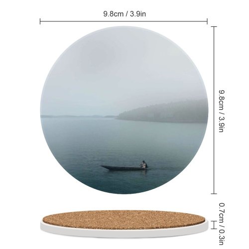 yanfind Ceramic Coasters (round) Atlantic Images Ocean Fog Mist Kids Wallpapers Boat Lake  Travel Tree Family Game Intellectual Educational Game Jigsaw Puzzle Toy Set