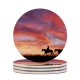 yanfind Ceramic Coasters (round) Cowboy Horses Silhouette Dawn Sunset Family Game Intellectual Educational Game Jigsaw Puzzle Toy Set