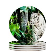 yanfind Ceramic Coasters (round) Simon Bardet  Bengal  Forest Daytime Big Cat Family Game Intellectual Educational Game Jigsaw Puzzle Toy Set