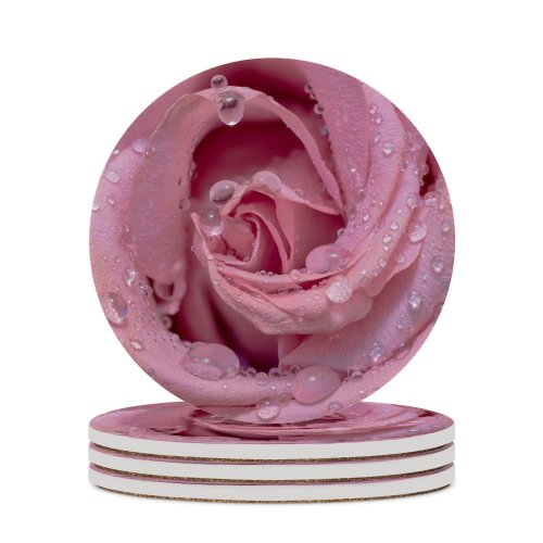 yanfind Ceramic Coasters (round) Flowers Rose Droplets Closeup Bloom Baby Family Game Intellectual Educational Game Jigsaw Puzzle Toy Set