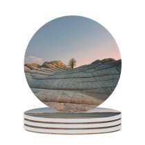 yanfind Ceramic Coasters (round) MacOS Big Sur Daytime Lone Tree Sedimentary Rocks Daylight IOS Family Game Intellectual Educational Game Jigsaw Puzzle Toy Set