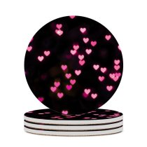 yanfind Ceramic Coasters (round) Black Dark Love Hearts Bokeh Glowing Lights Vibrant Blurred Heart Family Game Intellectual Educational Game Jigsaw Puzzle Toy Set
