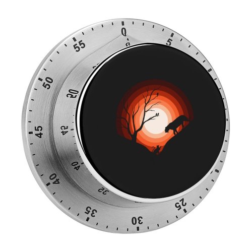 yanfind Timer Suryapraveen Dark Minimal Jaguar Cat  Silhouette 60 Minutes Mechanical Visual Timer