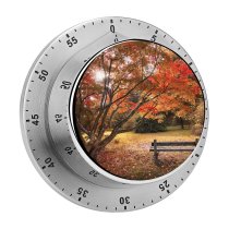 yanfind Timer William Warby Maple Trees Autumn Leaves Wooden Bench Beautiful Scenery 60 Minutes Mechanical Visual Timer