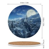 yanfind Ceramic Coasters (round) Winter  Frozen Forest Village Snowfall Family Game Intellectual Educational Game Jigsaw Puzzle Toy Set