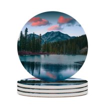 yanfind Ceramic Coasters (round) Fir Images Public Wallpapers Lake Plant Ab Outdoors Tree Abies Mount Ponds Family Game Intellectual Educational Game Jigsaw Puzzle Toy Set