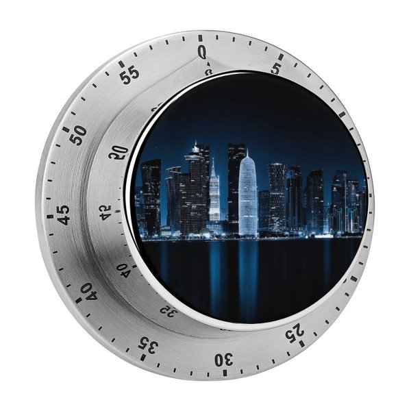 yanfind Timer GoMustang Black Dark Doha Qatar Night Cityscape City Lights Reflections Dark 60 Minutes Mechanical Visual Timer