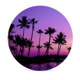 yanfind Ceramic Coasters (round) Xevi Planas Purple Sunrise Clear Sky Palm Trees Scenery Backwaters Sky Family Game Intellectual Educational Game Jigsaw Puzzle Toy Set