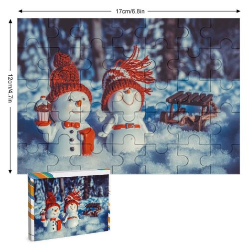 yanfind Picture Puzzle Cute Snowman Snow Covered Winter Christmas Decoration 5K Family Game Intellectual Educational Game Jigsaw Puzzle Toy Set