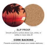 yanfind Ceramic Coasters (round) Sunset Tropical Trees Silhouette Dawn Warm Family Game Intellectual Educational Game Jigsaw Puzzle Toy Set