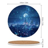 yanfind Ceramic Coasters (round) Fantasy Dream Cityscape Snowfall  Night Family Game Intellectual Educational Game Jigsaw Puzzle Toy Set