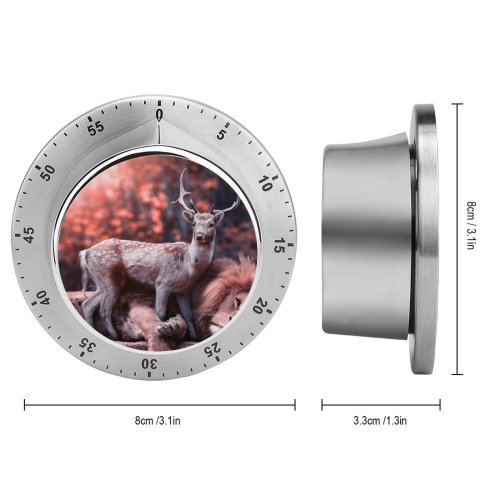 yanfind Timer Comfreak Lion Deer Hirsch  Wild Big Cat Carnivore Fantasy Cute 60 Minutes Mechanical Visual Timer