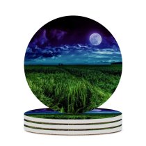 yanfind Ceramic Coasters (round)  Landscape Night Field Cloudy Family Game Intellectual Educational Game Jigsaw Puzzle Toy Set