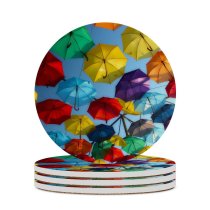 yanfind Ceramic Coasters (round) Umbrellas Colorful Street Decoration Multicolor Family Game Intellectual Educational Game Jigsaw Puzzle Toy Set
