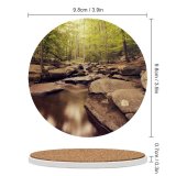 yanfind Ceramic Coasters (round) Forest Trees Woods  Greenery Rocks Scenic Landscape Exposure Family Game Intellectual Educational Game Jigsaw Puzzle Toy Set