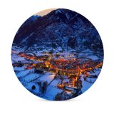 yanfind Ceramic Coasters (round) Spanish Village Benasque Town Winter Pyrenees Mountains Night Snow Covered Family Game Intellectual Educational Game Jigsaw Puzzle Toy Set