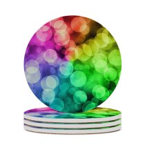 yanfind Ceramic Coasters (round) Barbara Lane Bokeh Colorful Lights Rainbow Family Game Intellectual Educational Game Jigsaw Puzzle Toy Set
