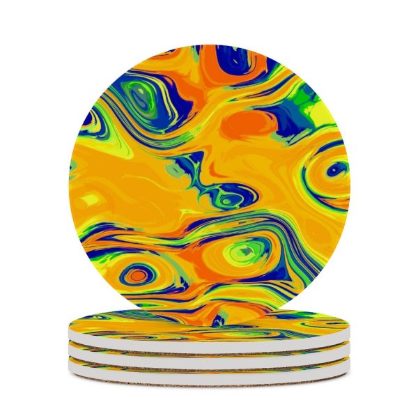yanfind Ceramic Coasters (round)  Pixelated Pop Seamless  Toned Fashionable Creativity Effects Liquid Distorted Fashioned Family Game Intellectual Educational Game Jigsaw Puzzle Toy Set