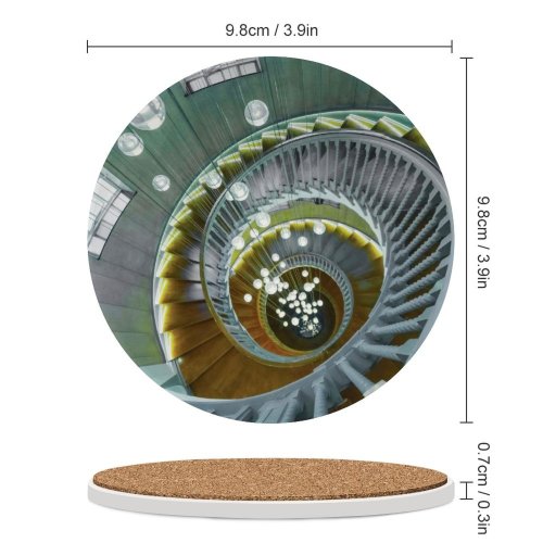 yanfind Ceramic Coasters (round) Spiral Staircase Chandelier Wooden Stairs Family Game Intellectual Educational Game Jigsaw Puzzle Toy Set