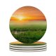 yanfind Ceramic Coasters (round) Sunrise Paddy Fields Landscape Countryside Agriculture Morning Scenic Family Game Intellectual Educational Game Jigsaw Puzzle Toy Set