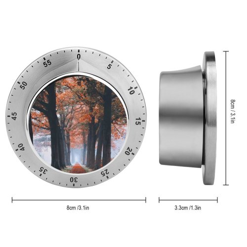 yanfind Timer Autumn Trees Path Foggy Morning Foliage Fallen Leaves 60 Minutes Mechanical Visual Timer