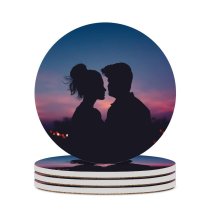yanfind Ceramic Coasters (round) Luizclas Love Couple Silhouette Lovers Romantic Evening Sky Dawn Dusk Family Game Intellectual Educational Game Jigsaw Puzzle Toy Set