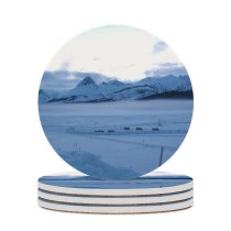 yanfind Ceramic Coasters (round) Ushuaia Snowcat Snow Lake   Mountainous Landforms Sky Winter Arctic Natural Family Game Intellectual Educational Game Jigsaw Puzzle Toy Set