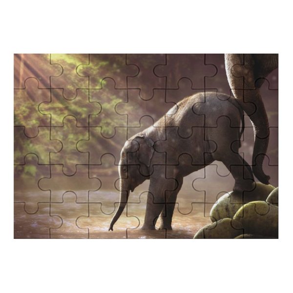 yanfind Picture Puzzle Comfreak Elephant Cub Rocks River  Rays Waterhole Daytime Family Game Intellectual Educational Game Jigsaw Puzzle Toy Set