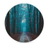 yanfind Ceramic Coasters (round) Fall Foliage Bare Trees Path Forest Morning Scenic Atmosphere Family Game Intellectual Educational Game Jigsaw Puzzle Toy Set