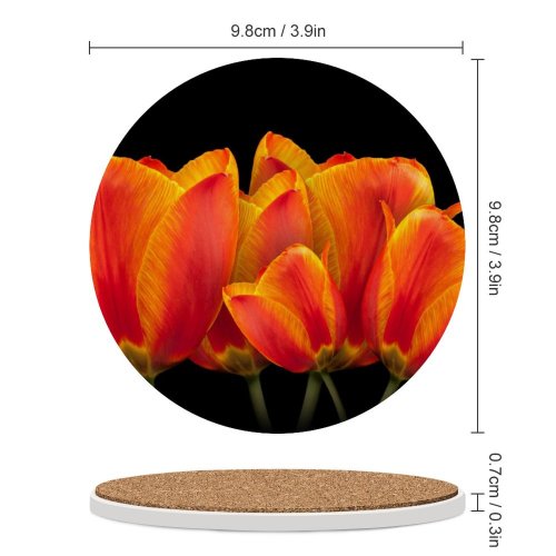 yanfind Ceramic Coasters (round) Comfreak Flowers Dark Tulips Spring Colorful Family Game Intellectual Educational Game Jigsaw Puzzle Toy Set