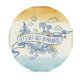 yanfind Ceramic Coasters (round) Island Sky Palm Beach Fish Rope Turquoise Tree Sea Calligraphy Cloud Sailboat Family Game Intellectual Educational Game Jigsaw Puzzle Toy Set