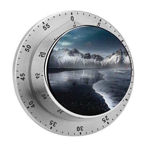 yanfind Timer Vestrahorn  Stokksnes Beach Icelandic Coast Snow Covered Evening Dark Mountains Iceland 60 Minutes Mechanical Visual Timer