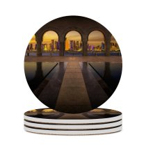 yanfind Ceramic Coasters (round) Nicolas Kamp Art Doha Qatar  City Lights Exposure City Skyscrapers HDR Family Game Intellectual Educational Game Jigsaw Puzzle Toy Set