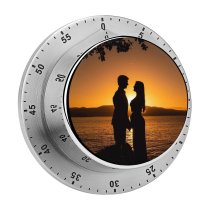 yanfind Timer Love Couple Silhouette Sunset Backlit Seascape Dawn Beach Romantic 60 Minutes Mechanical Visual Timer