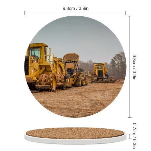 yanfind Ceramic Coasters (round) Soil  Transportation Machine Earthmover  Vehicle  Shovel Bulldozer System Truck(1) Family Game Intellectual Educational Game Jigsaw Puzzle Toy Set