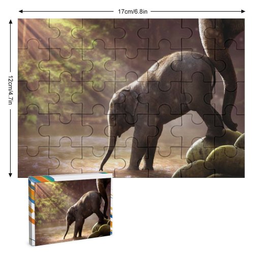 yanfind Picture Puzzle Comfreak Elephant Cub Rocks River  Rays Waterhole Daytime Family Game Intellectual Educational Game Jigsaw Puzzle Toy Set