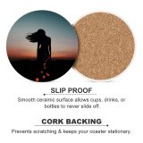 yanfind Ceramic Coasters (round) Luizclas Girl Silhouette Mood Bokeh Evening Sky Dusk Family Game Intellectual Educational Game Jigsaw Puzzle Toy Set