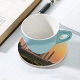yanfind Ceramic Coasters (round) Taj Mahal India Sunset Sky Wonders Landscape Landmark Famous Place Tourist Attraction Family Game Intellectual Educational Game Jigsaw Puzzle Toy Set