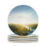 yanfind Ceramic Coasters (round) Success UK Wharf Canary Summer Architecture Building Concept UNESCO Dawn Town Development Family Game Intellectual Educational Game Jigsaw Puzzle Toy Set