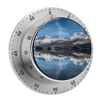 yanfind Timer Piz Corvatsch Switzerland Swiss Alps  Mountains Snow Covered Lake Sils Reflection 60 Minutes Mechanical Visual Timer