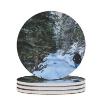 yanfind Ceramic Coasters (round) Images Pine Snow Wallpapers Outdoors Tree Cool Forest Winter Pictures Walk Female Family Game Intellectual Educational Game Jigsaw Puzzle Toy Set