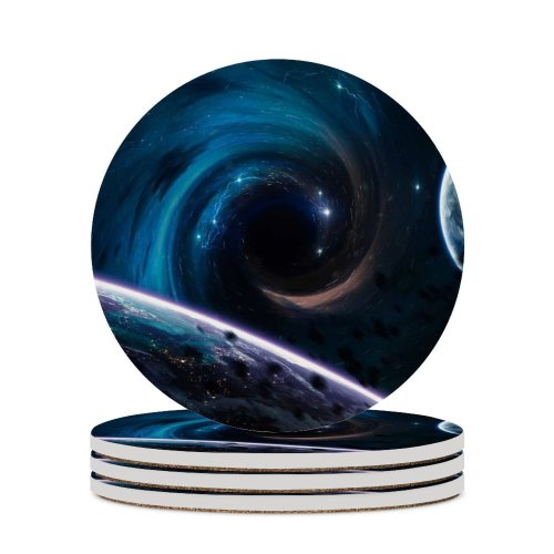 yanfind Ceramic Coasters (round) Vadim Sadovski Space Hole Planets Horizon Asteroids  Spirals  Purple Family Game Intellectual Educational Game Jigsaw Puzzle Toy Set