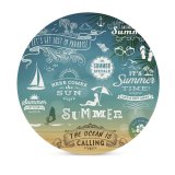 yanfind Ceramic Coasters (round) Island Umbrella Tropical Leaf Beach Tree Sea Flower Sailboat  Border Hibiscus Family Game Intellectual Educational Game Jigsaw Puzzle Toy Set