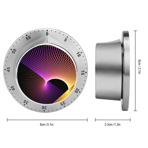 yanfind Timer PIRO Abstract Dark Patterns Multicolor Lines Colorful Glowing 60 Minutes Mechanical Visual Timer